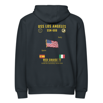 USS Los Angeles (SSN-688) 1977 Med Cruise Zip Hoodie