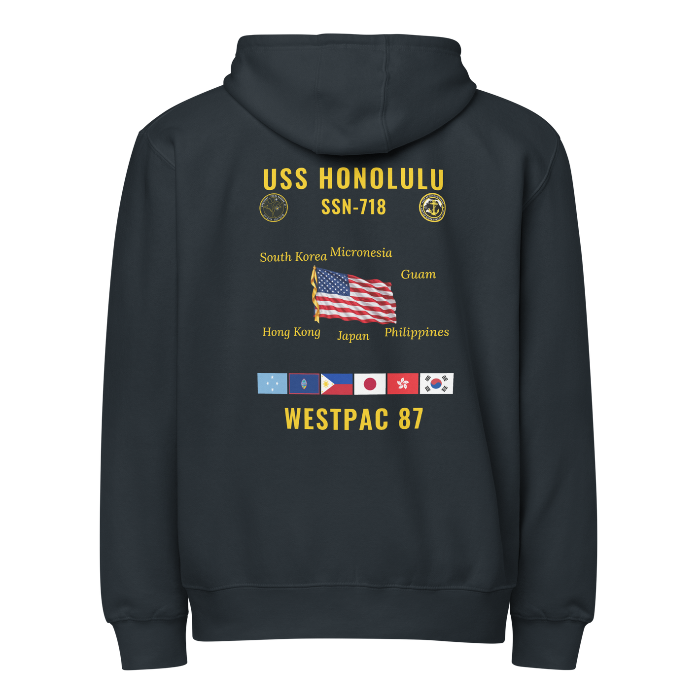 USS Honolulu (SSN-718) 1987 WestPac Cruise Zip Hoodie