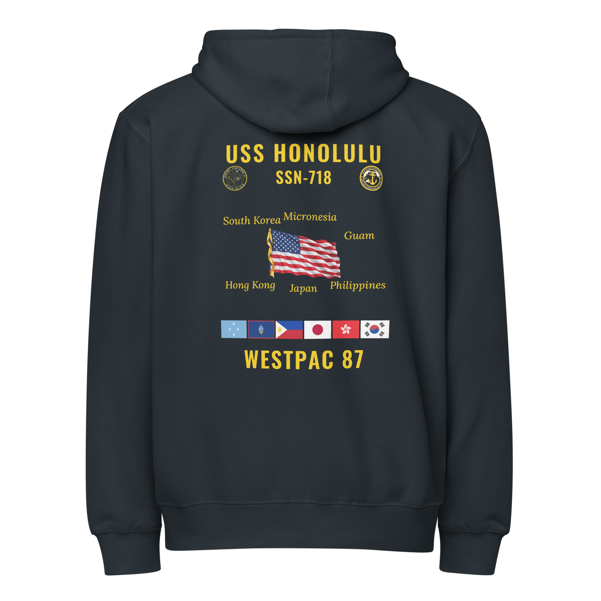 USS Honolulu (SSN-718) 1987 WestPac Cruise Zip Hoodie