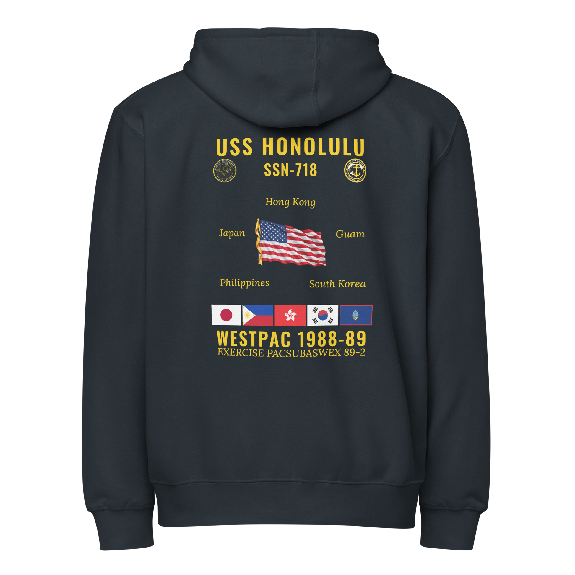 USS Honolulu (SSN-718) 1988-89 WestPac Cruise Zip Hoodie