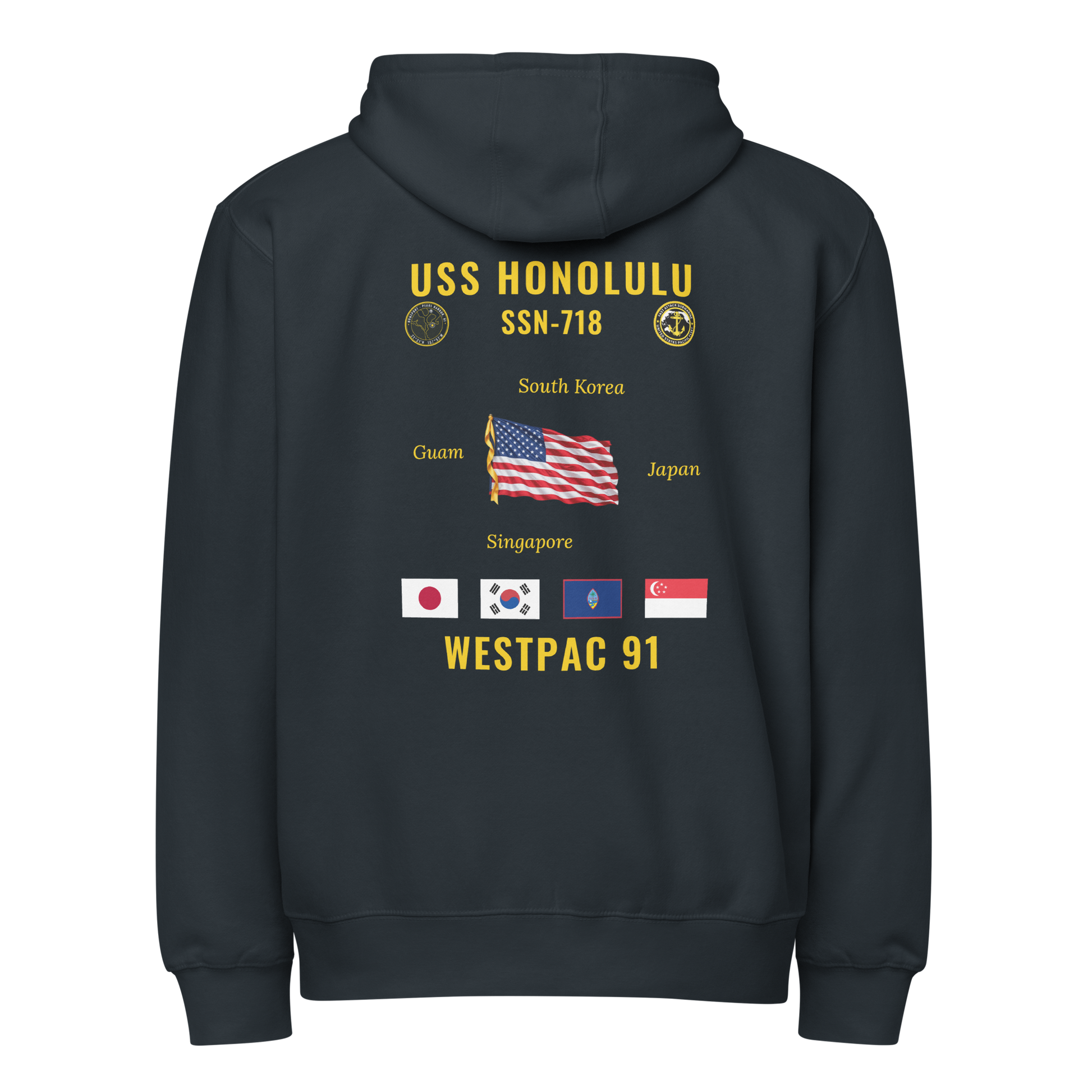 USS Honolulu (SSN-718) 1991 WestPac Cruise Zip Hoodie
