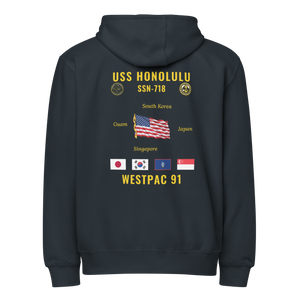 USS Honolulu (SSN-718) 1991 WestPac Cruise Zip Hoodie
