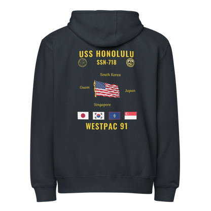 USS Honolulu (SSN-718) 1991 WestPac Cruise Zip Hoodie