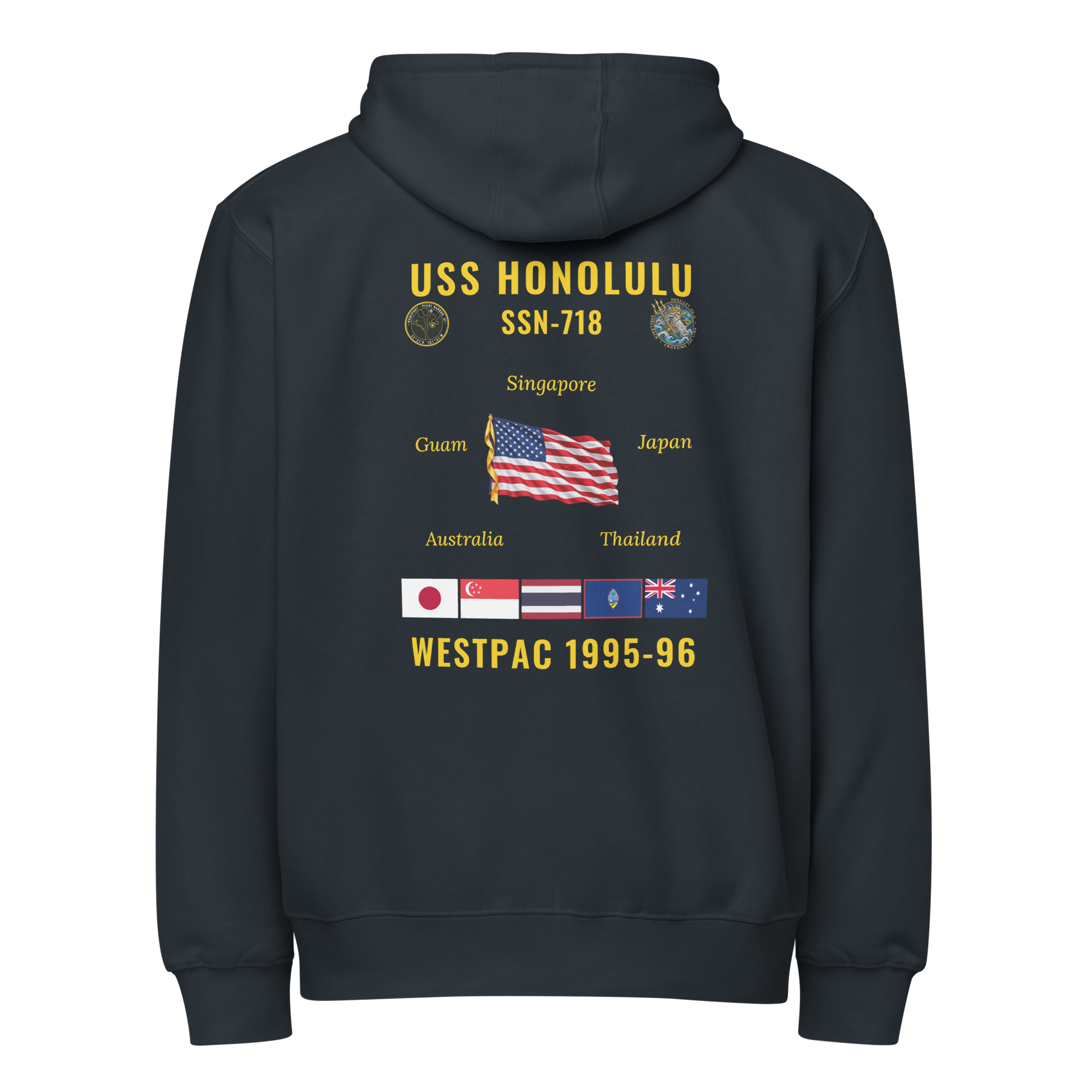 USS Honolulu (SSN-718) 1995-96 WestPac Cruise Zip Hoodie