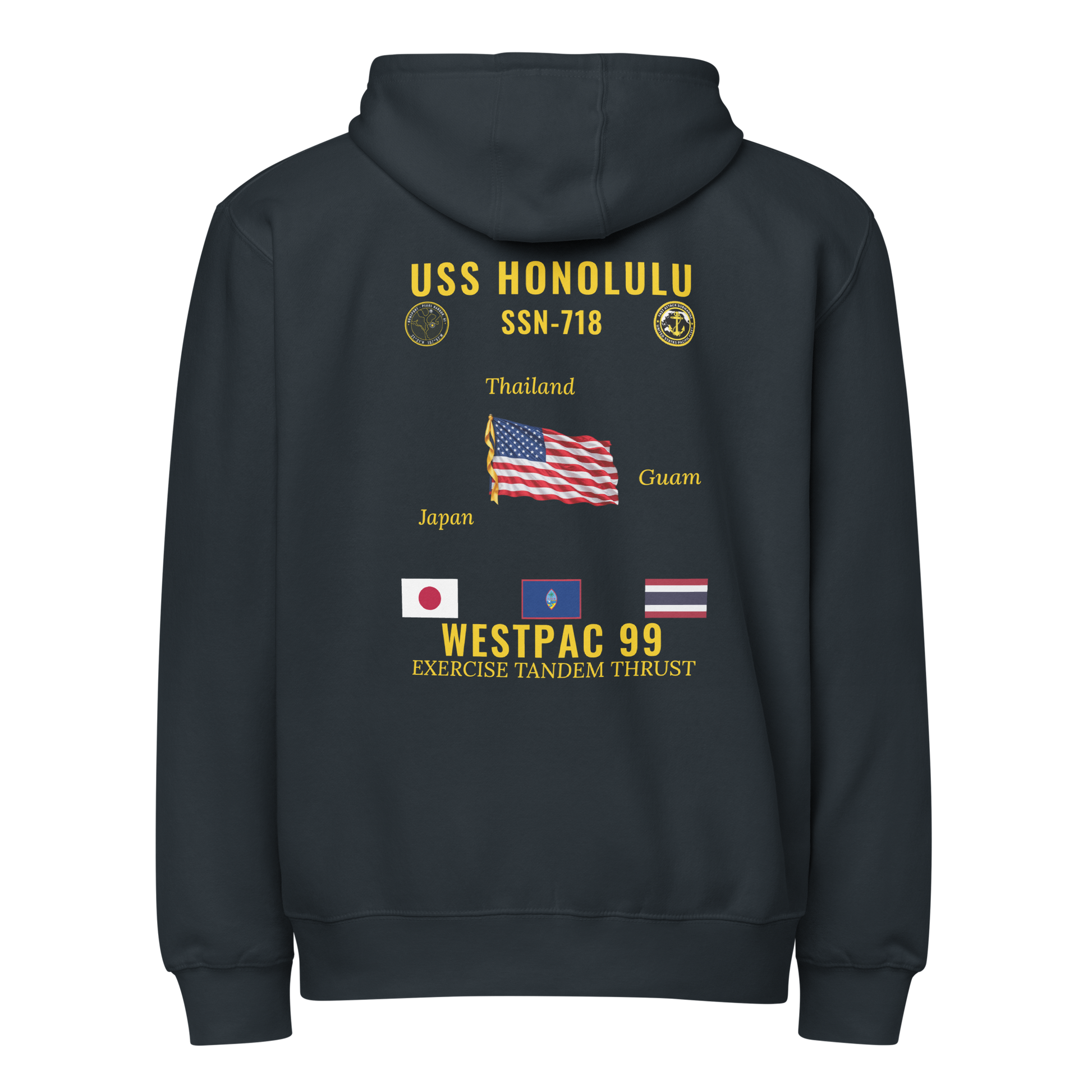 USS Honolulu (SSN-718) 1999 WestPac Cruise Zip Hoodie