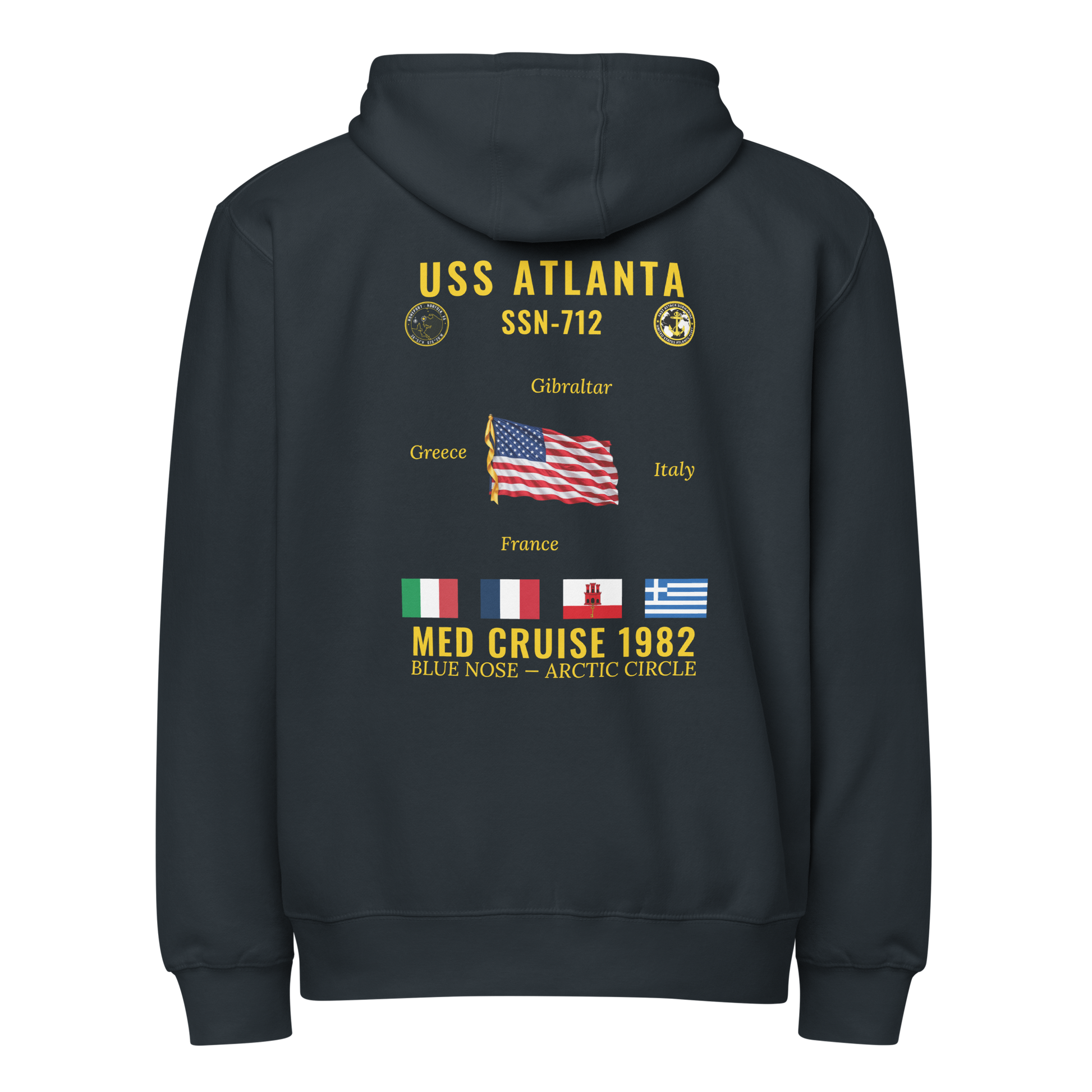 USS Atlanta (SSN-712) 1982 Med Cruise Zip Hoodie