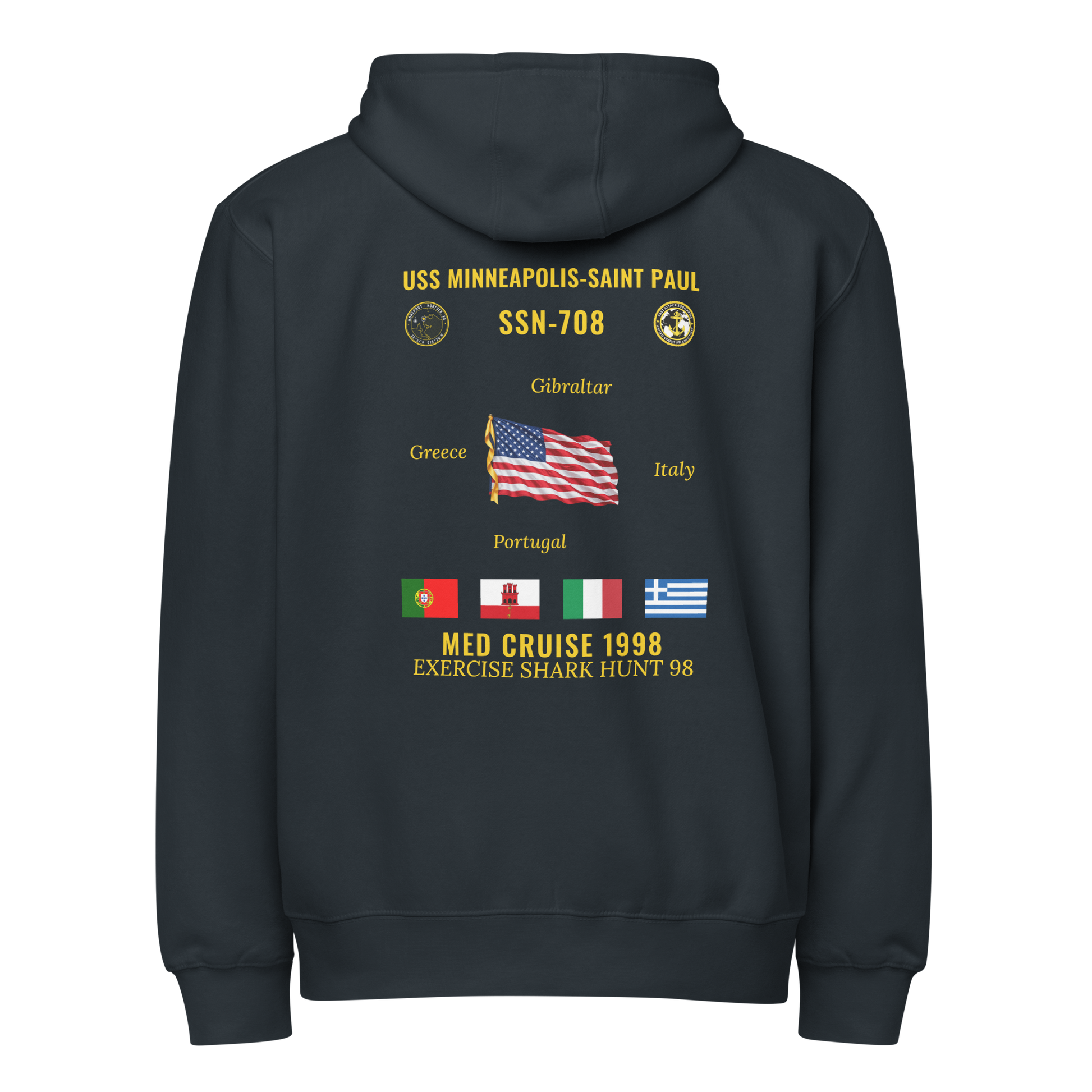 USS Minneapolis-Saint Paul (SSN-708) 1998 Med Cruise Zip Hoodie