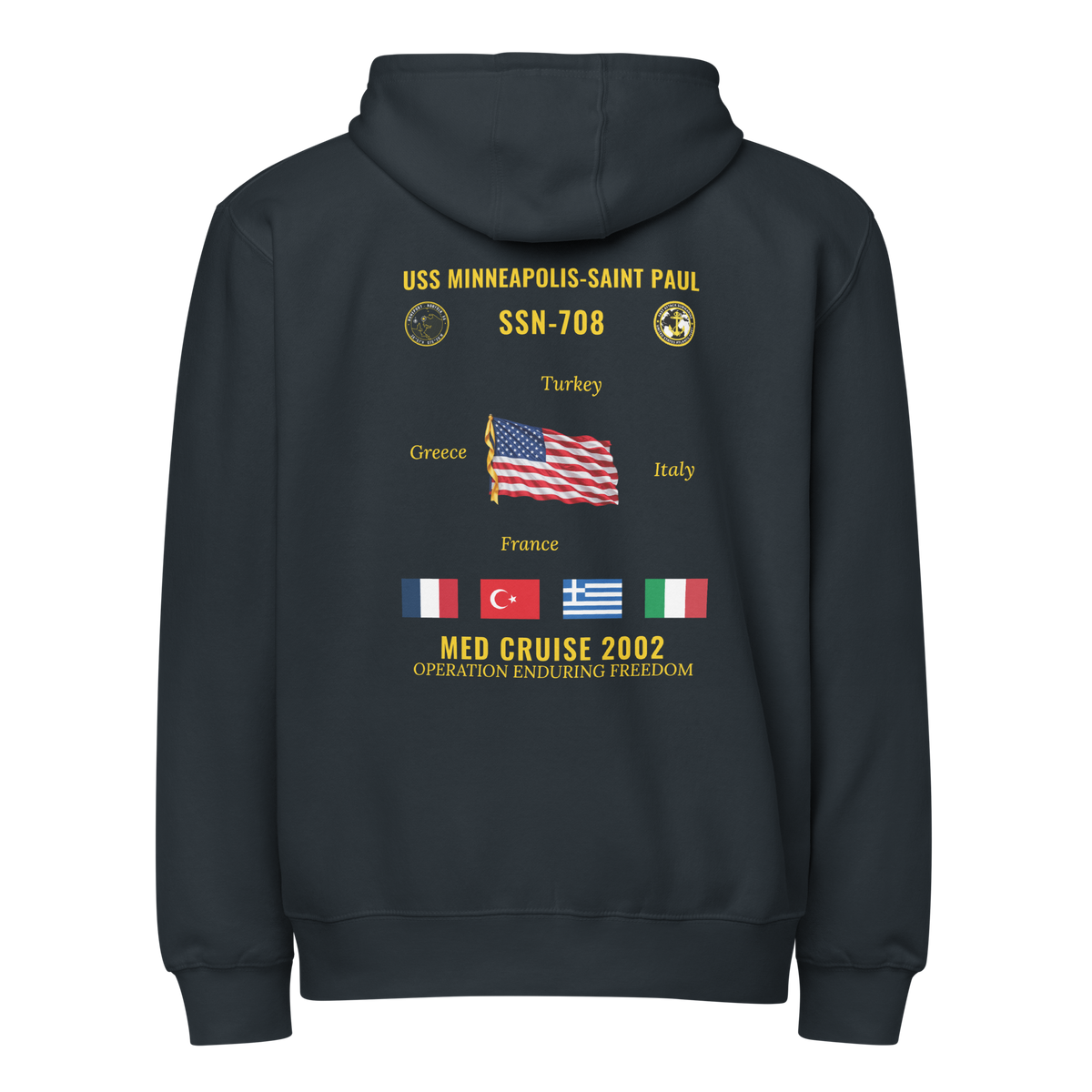 USS Minneapolis-Saint Paul (SSN-708) 2002 Med Cruise Zip Hoodie