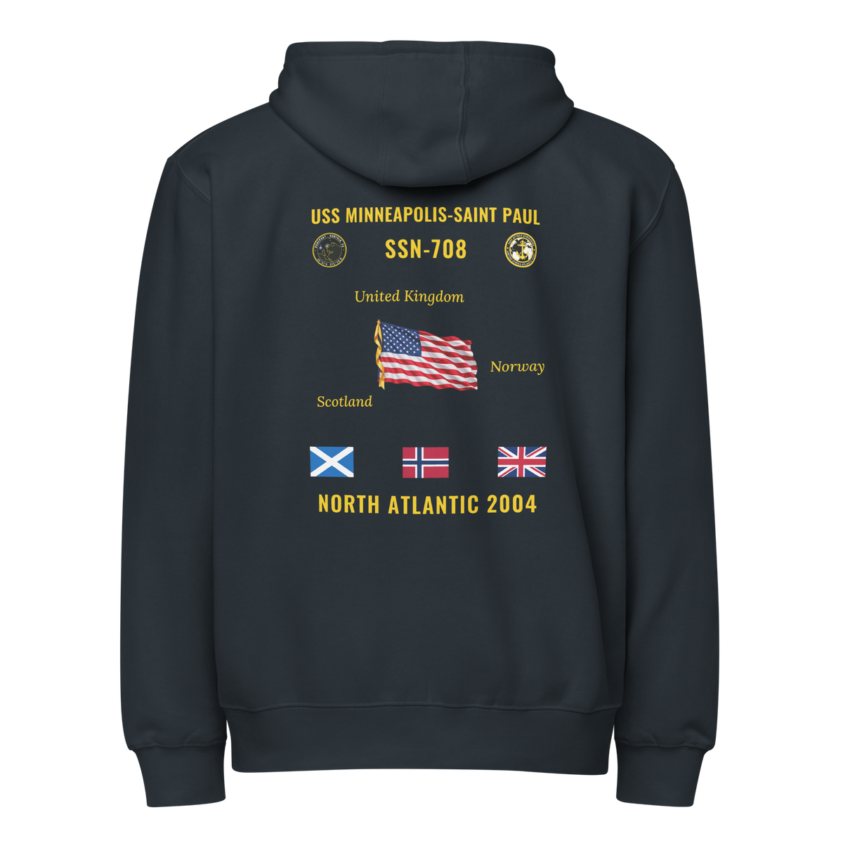 USS Minneapolis-Saint Paul (SSN-708) 2004 North Atlantic Cruise Zip Hoodie