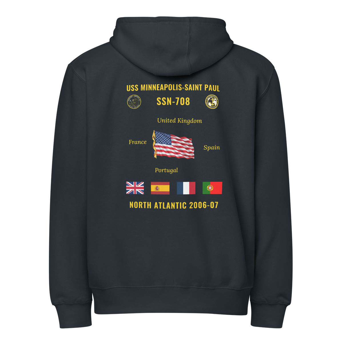 USS Minneapolis-Saint Paul (SSN-708) 2006-07 North Atlantic Cruise Zip Hoodie