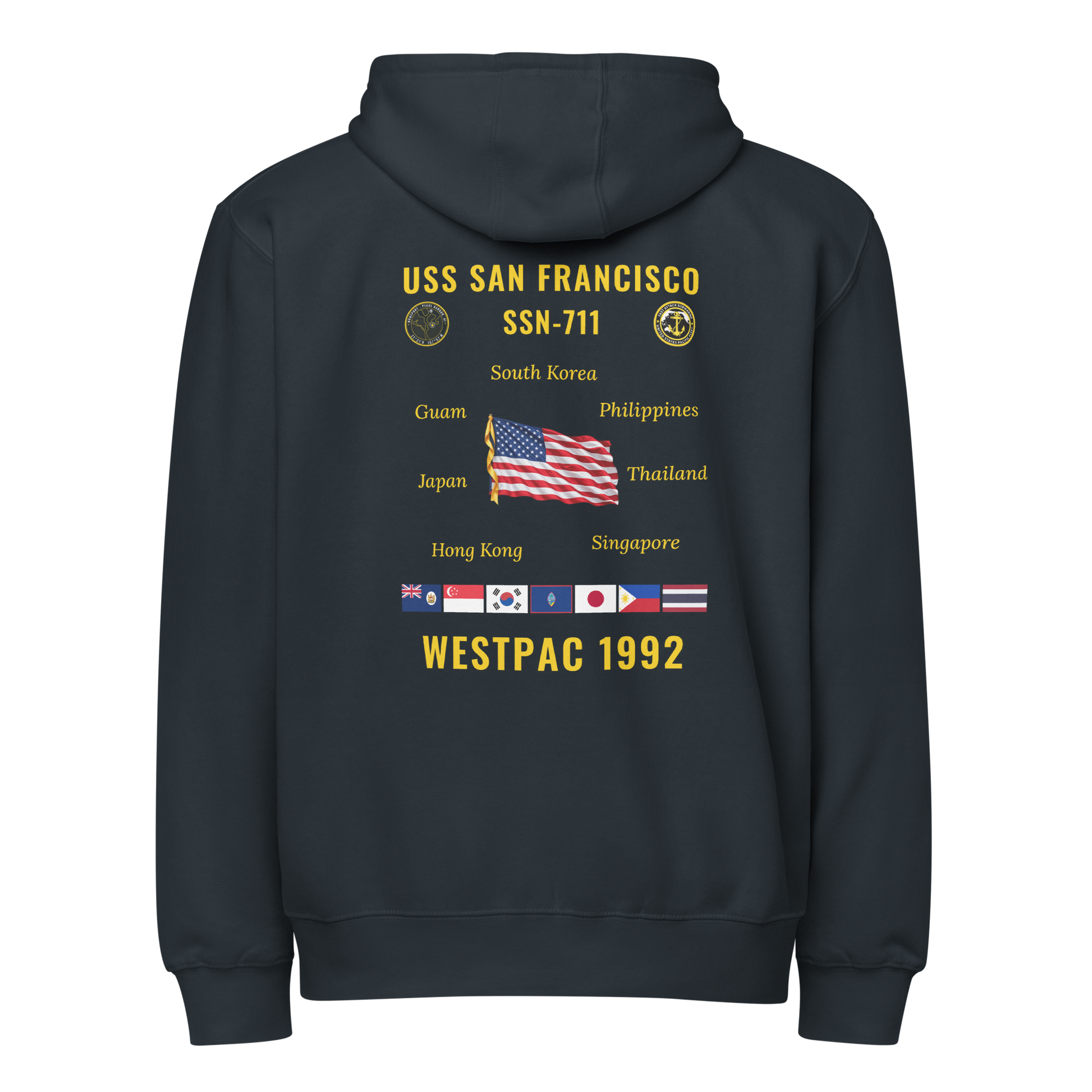 USS San Francisco (SSN-711) 1992 WestPac Cruise Zip Hoodie