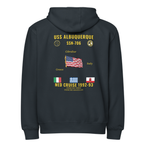 USS Albuquerque (SSN-706) 1992-93 Med Cruise Zip Hoodie