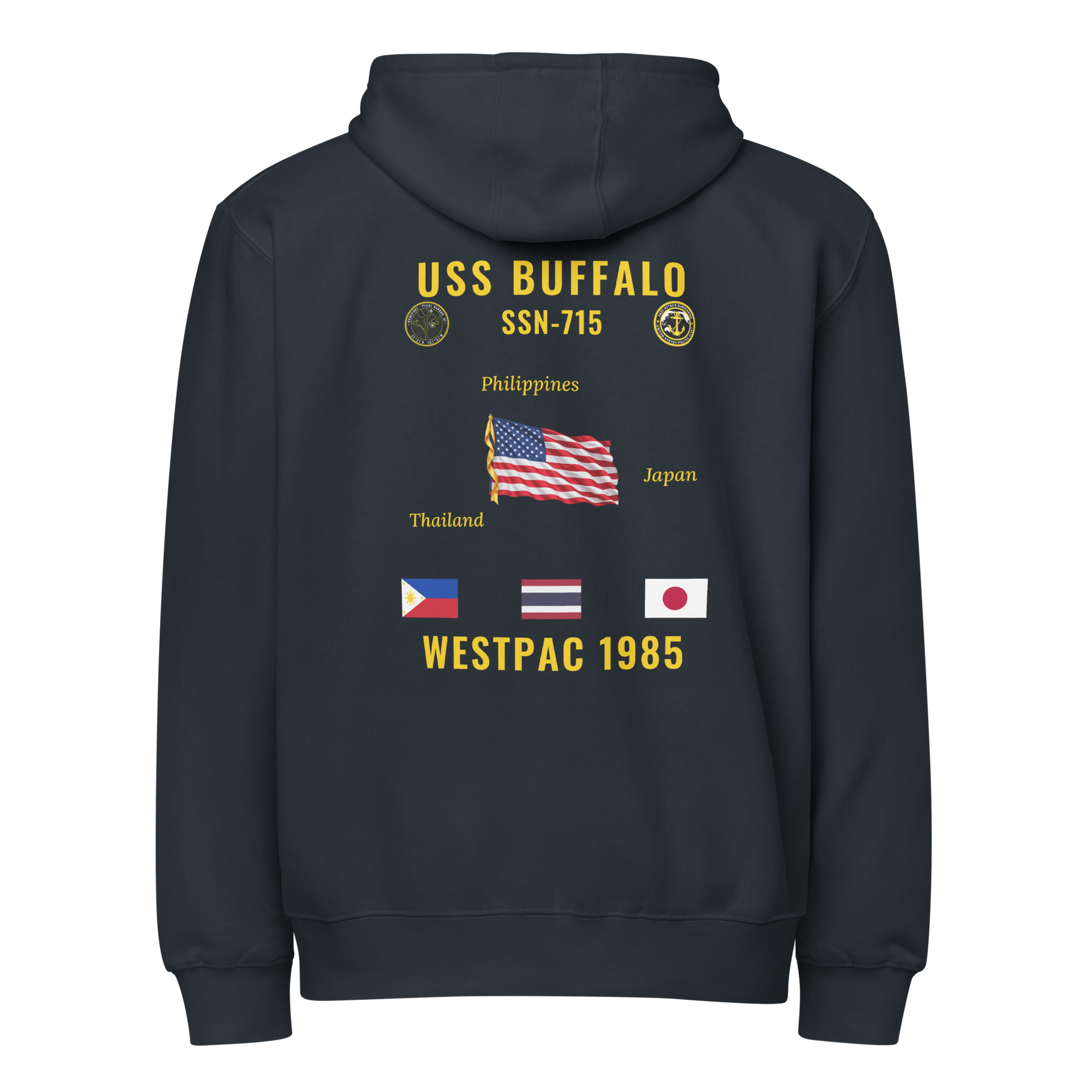 USS Buffalo (SSN-715) 1985 WestPac Cruise Zip Hoodie