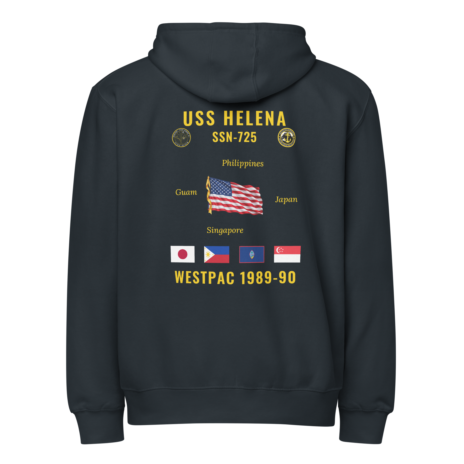 USS Helena (SSN-725) 1989-90 WestPac Cruise Zip Hoodie
