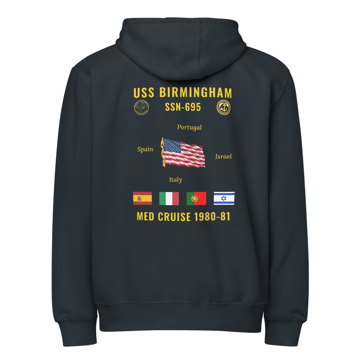 USS Birmingham (SSN-695) 1980-81 Med Cruise Zip Hoodie