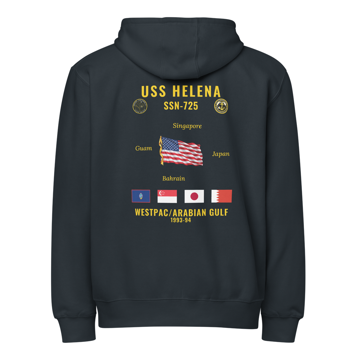 USS Helena (SSN-725) 1993-94 WestPac/Arabian Gulf Cruise Zip Hoodie