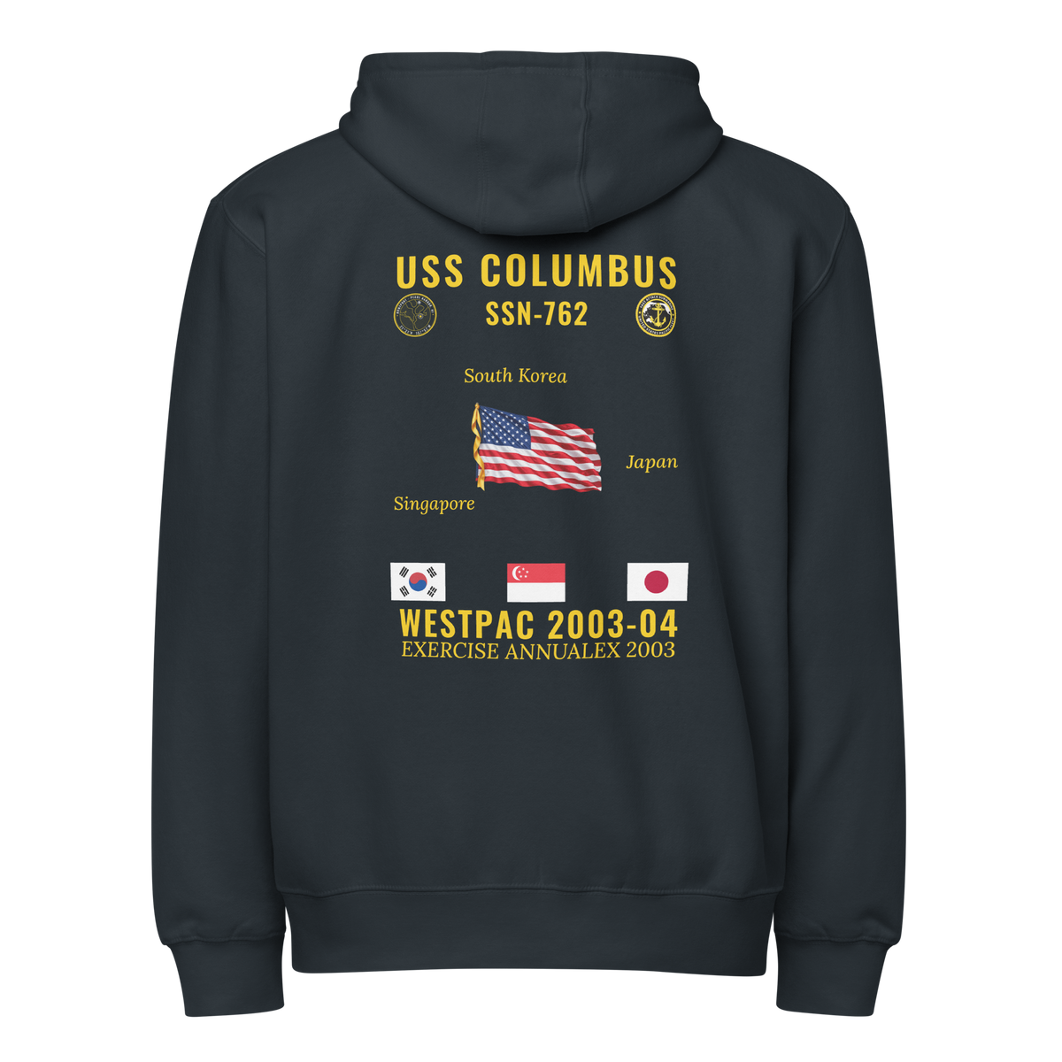 USS Columbus (SSN-762) 2003-04 WestPac Cruise Zip Hoodie