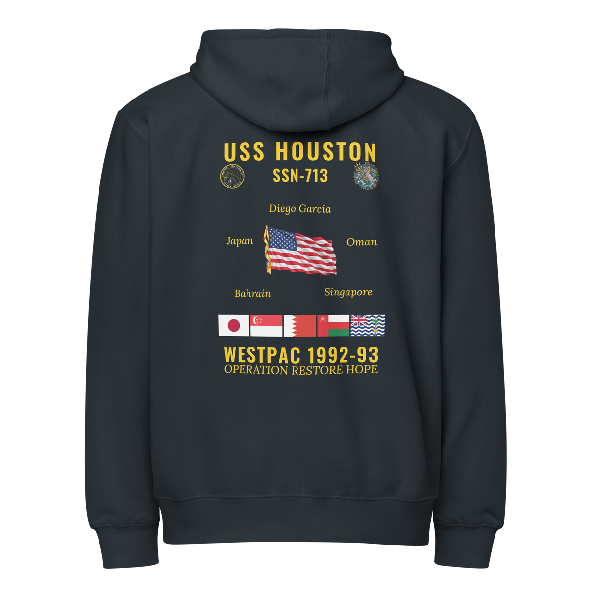USS Houston (SSN-713) 1992-93 WestPac Cruise Zip Hoodie