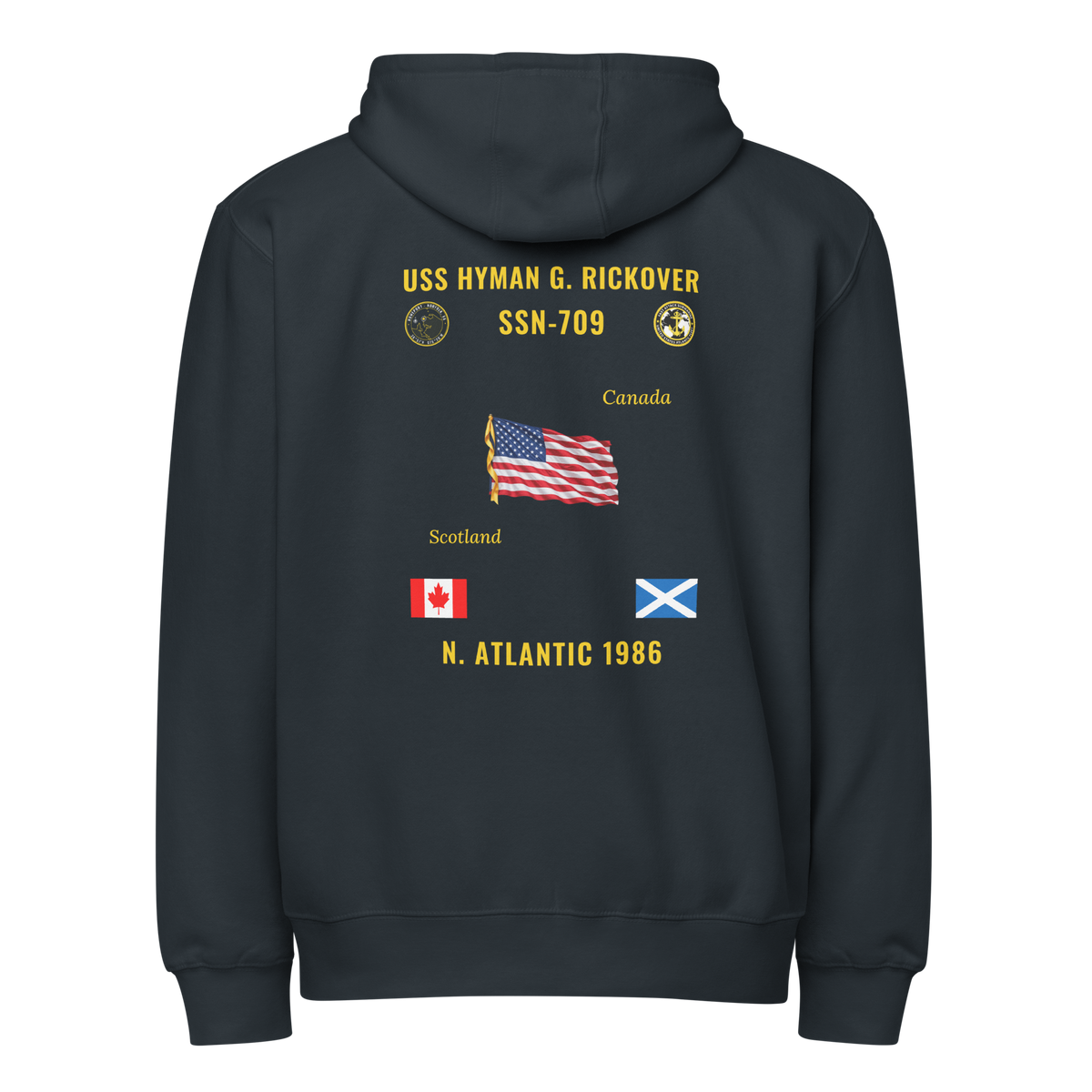 USS Hyman G. Rickover (SSN-709) 1986 N. Atlantic Cruise Zip Hoodie