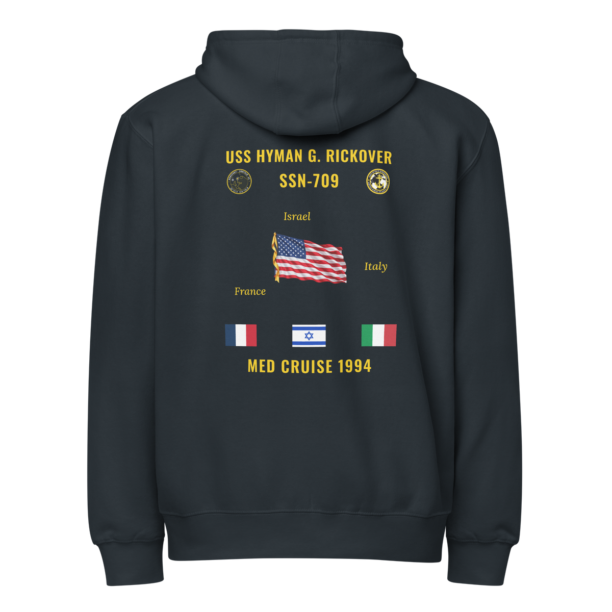 USS Hyman G. Rickover (SSN-709) 1994 Med Cruise Zip Hoodie