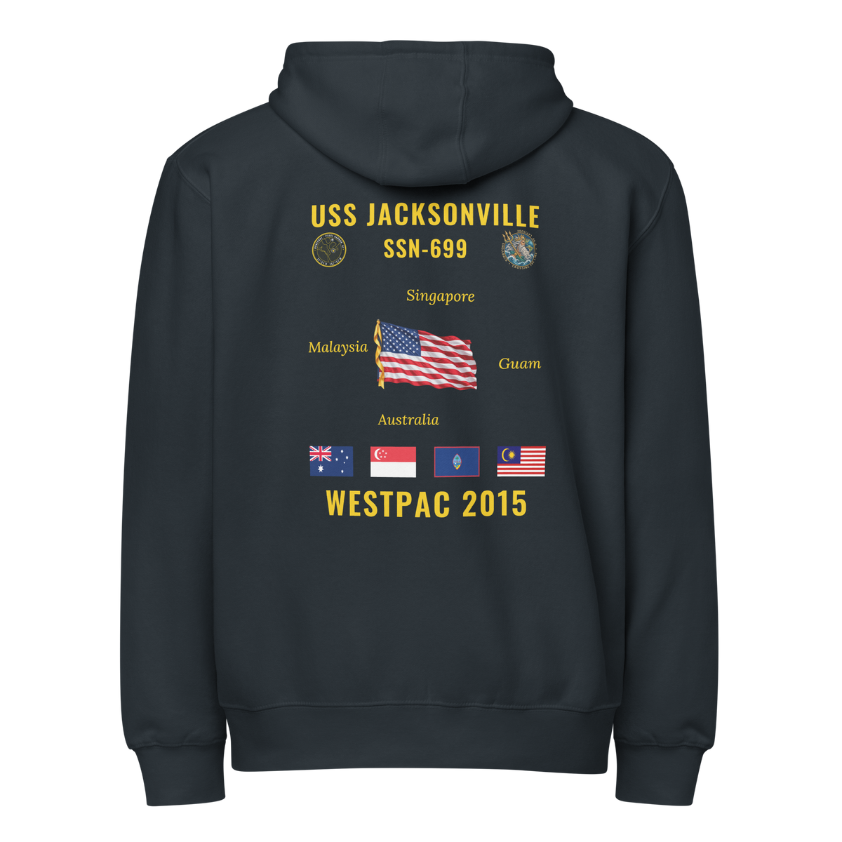 USS Jacksonville (SSN-699) 2015 WestPac Cruise Zip Hoodie