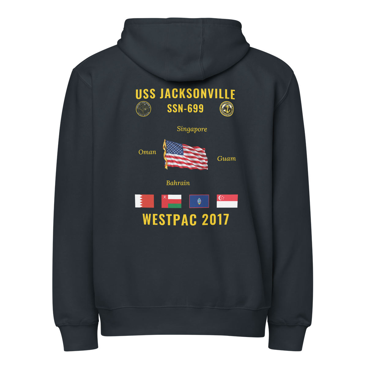 USS Jacksonville (SSN-699) 2017 WestPac Cruise Zip Hoodie