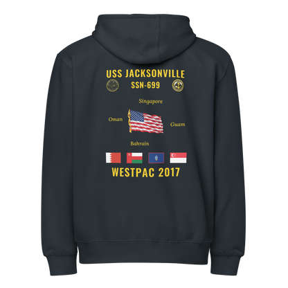 USS Jacksonville (SSN-699) 2017 WestPac Cruise Zip Hoodie