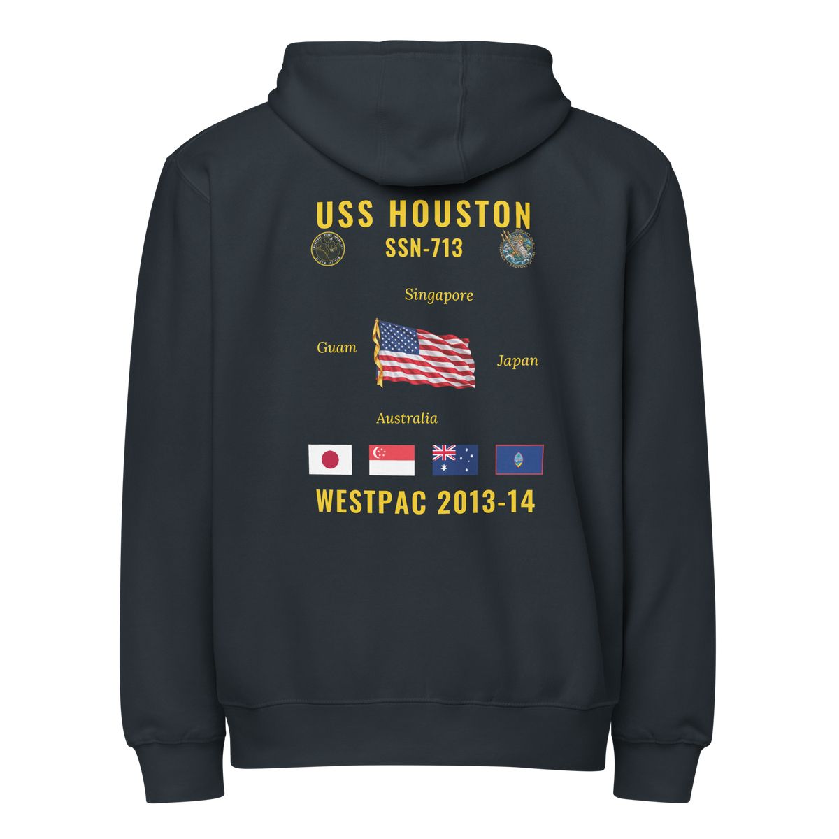 USS Houston (SSN-713) 2013-14 WestPac Cruise Zip Hoodie