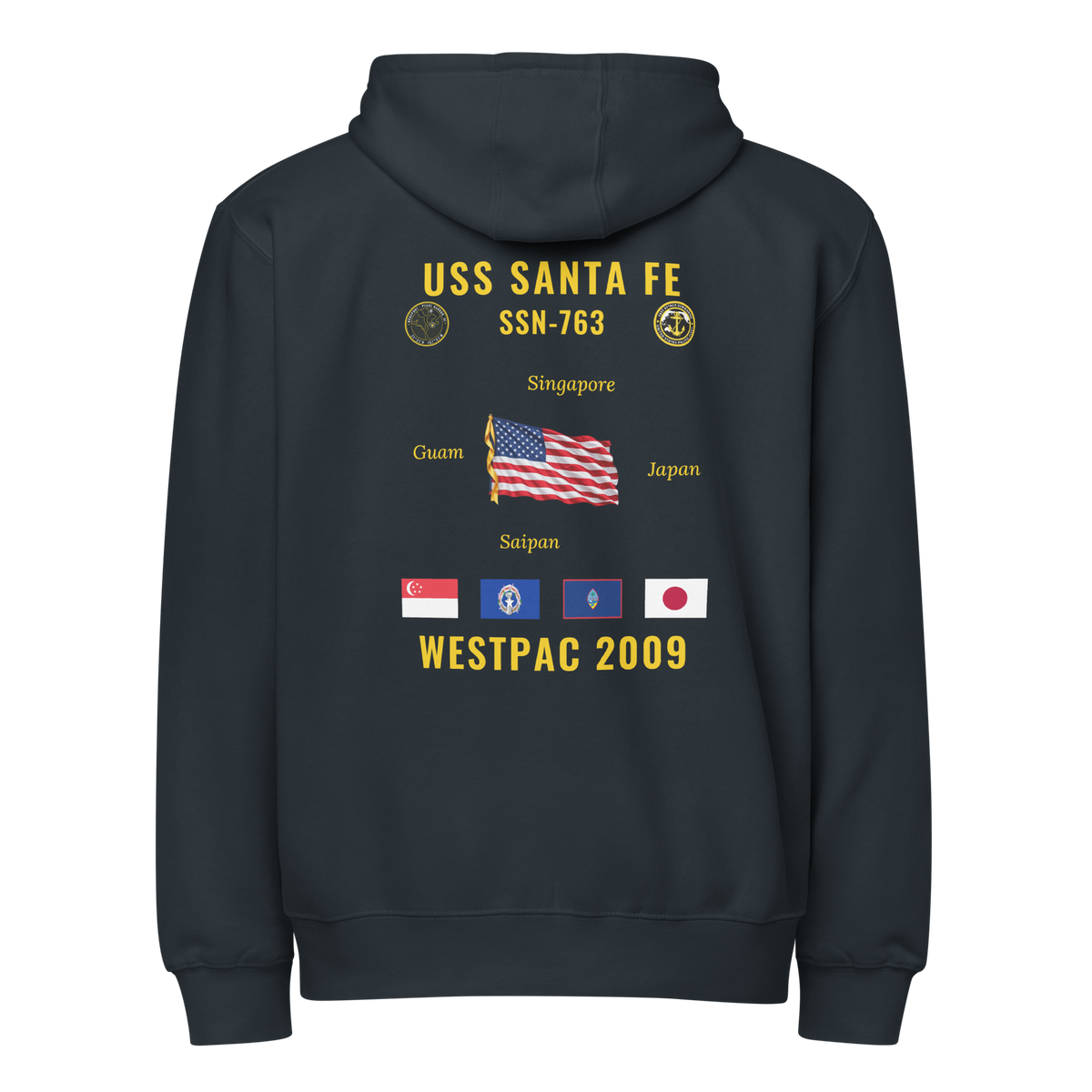USS Santa Fe (SSN-763) 2009 WestPac Cruise Zip Hoodie