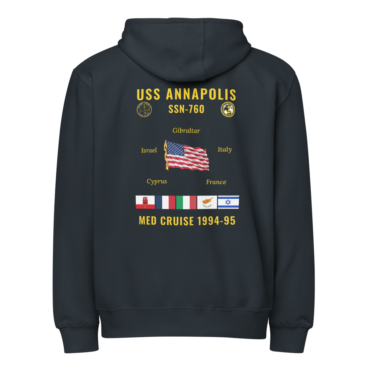USS Annapolis (SSN-760) 1994-95 Med Cruise Zip Hoodie