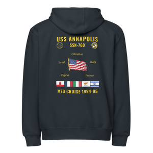 USS Annapolis (SSN-760) 1994-95 Med Cruise Zip Hoodie