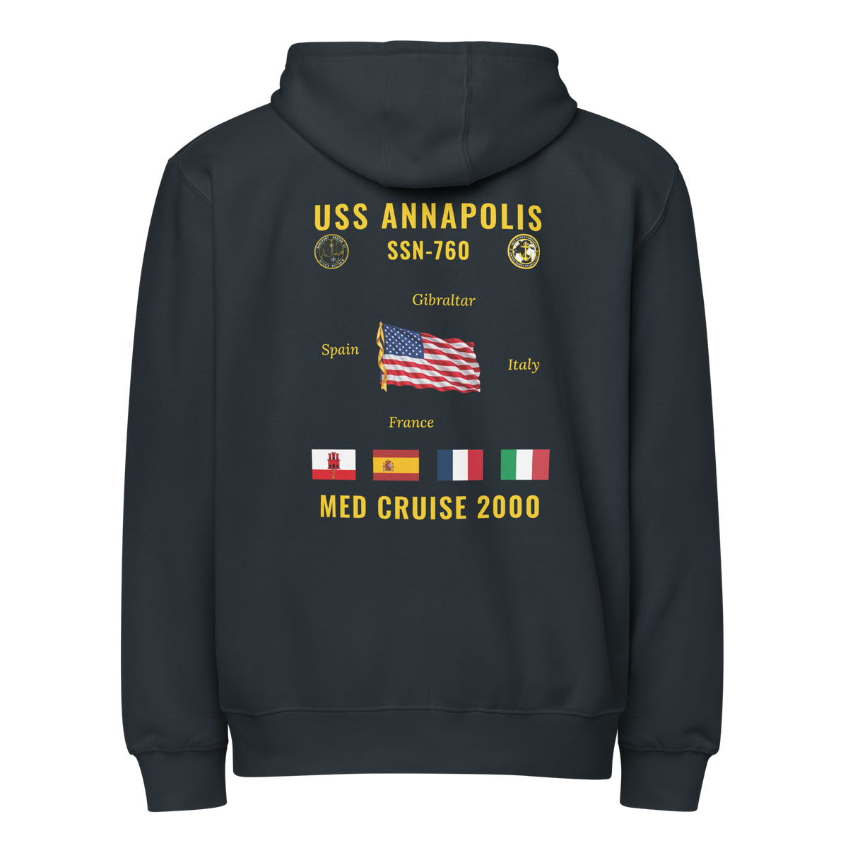 USS Annapolis (SSN-760) 2000 Med Cruise Zip Hoodie