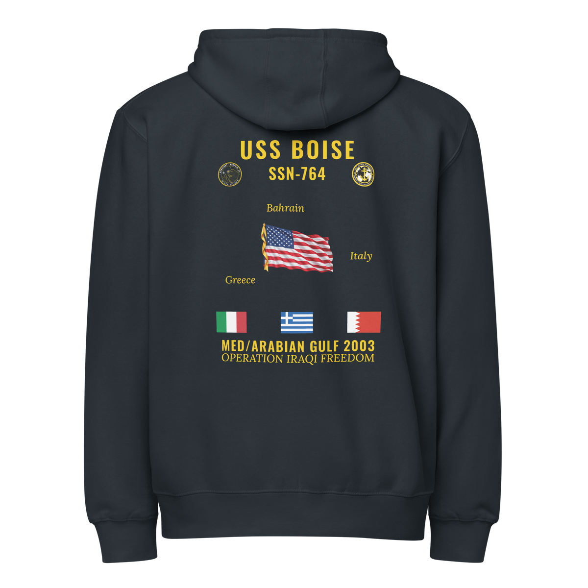 USS Boise (SSN-764) 2003 Med/Arabian Gulf Cruise Zip Hoodie