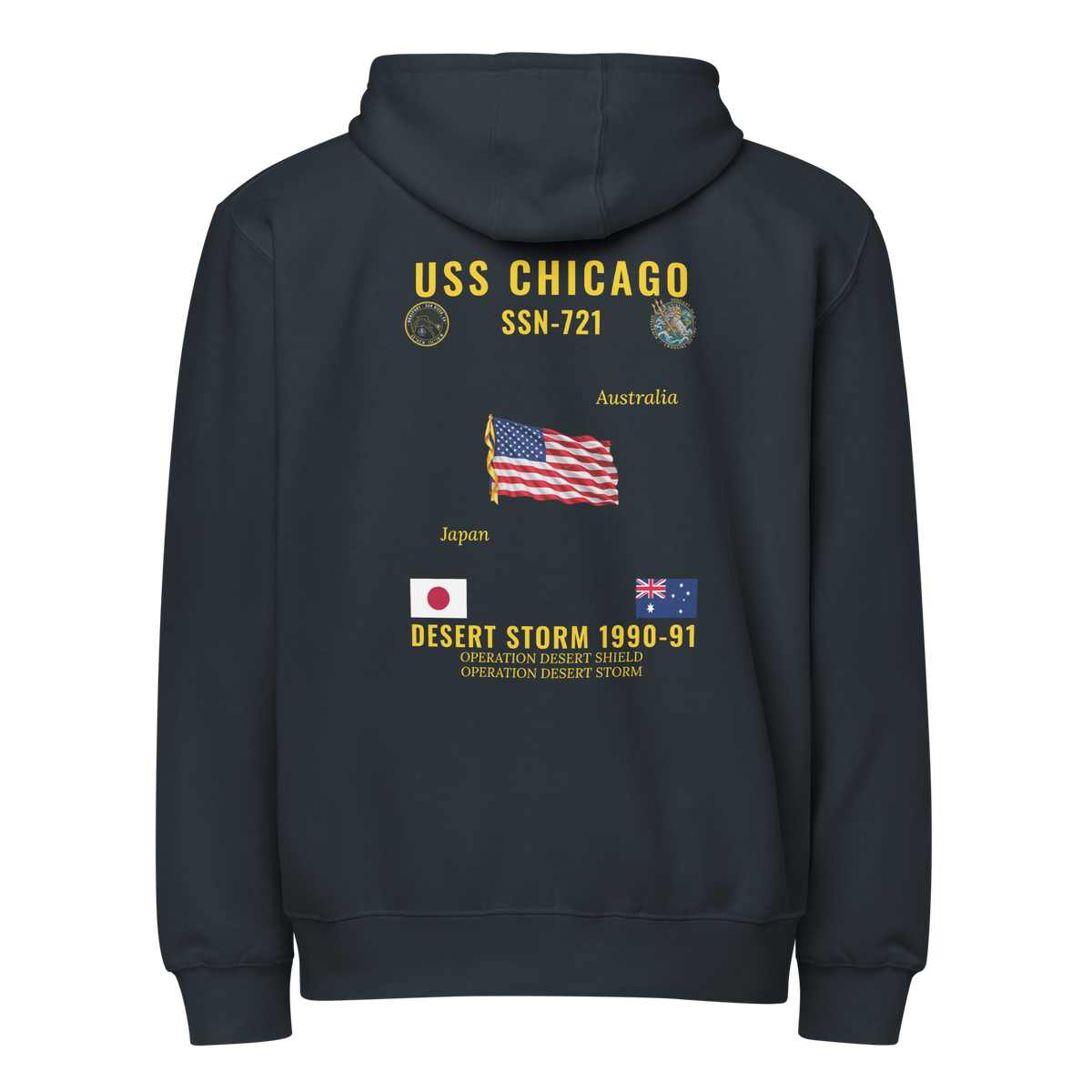 USS Chicago (SSN-721) 1990-91 Desert Storm Cruise Zip Hoodie