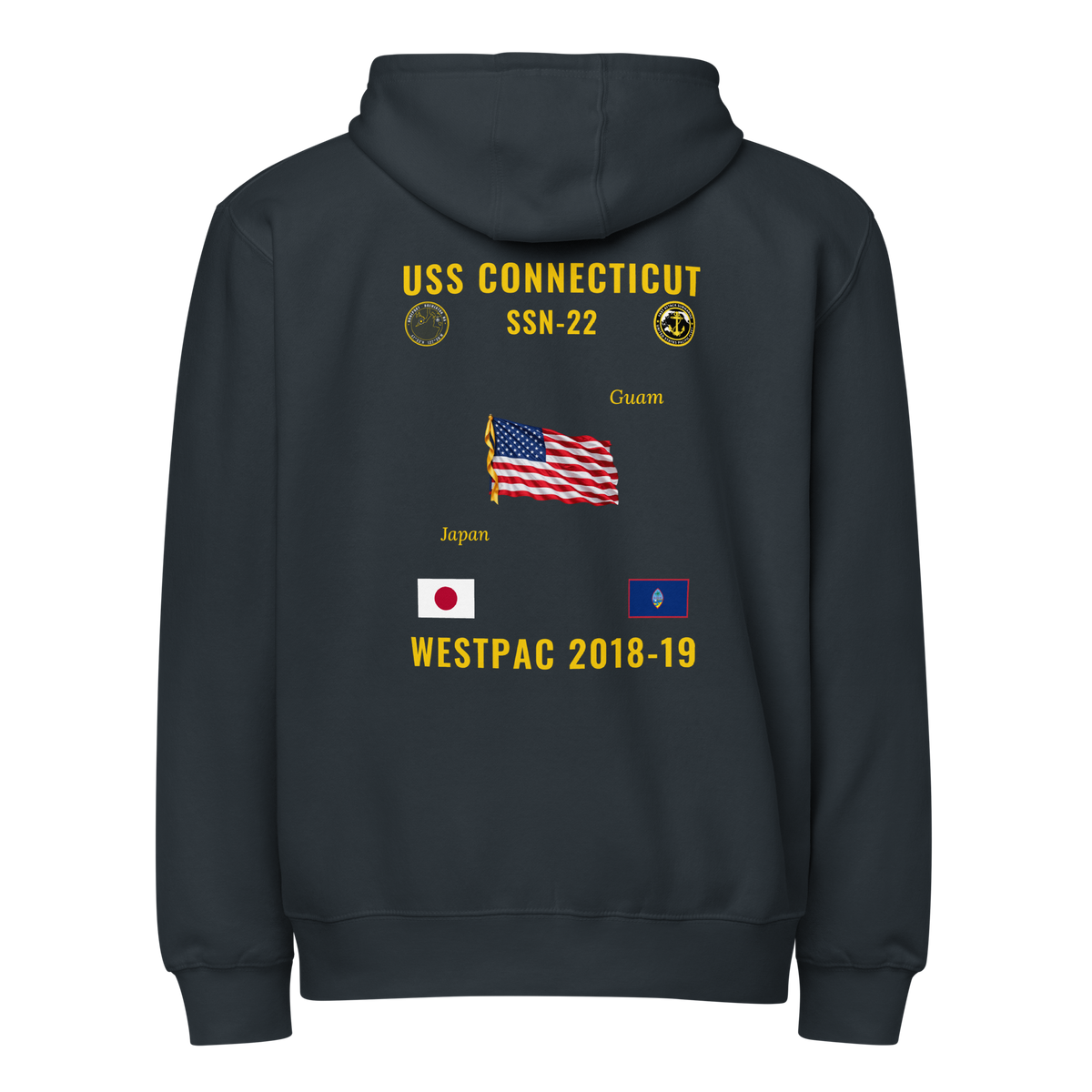 USS Connecticut (SSN-22) 2018-19 WestPac Cruise Zip Hoodie