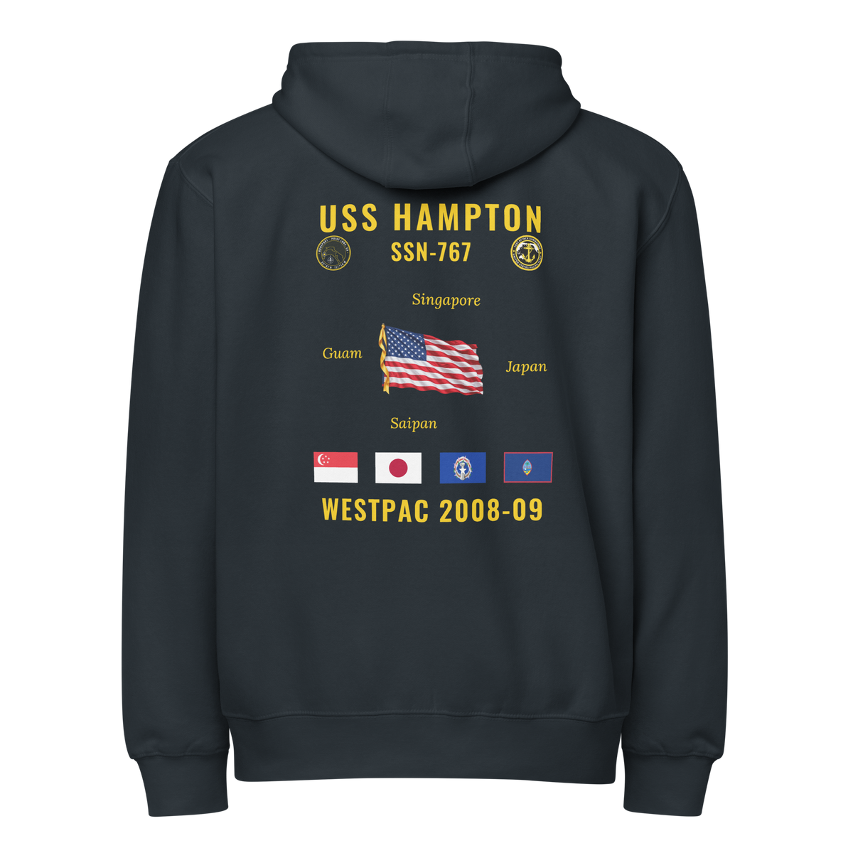 USS Hampton (SSN-767) 2008-09 WestPac Cruise Zip Hoodie