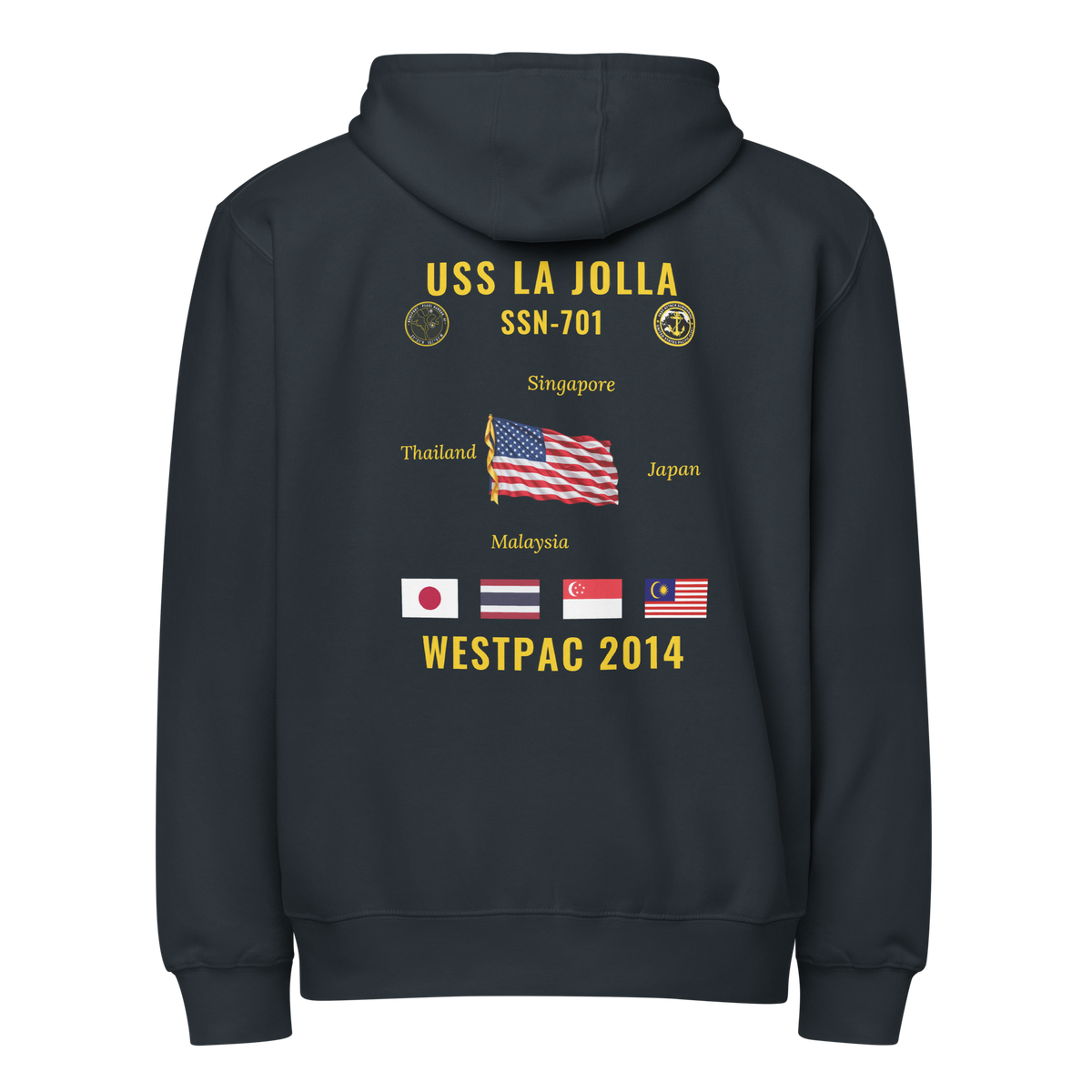 USS La Jolla (SSN-701) 2014 WestPac Cruise Zip Hoodie