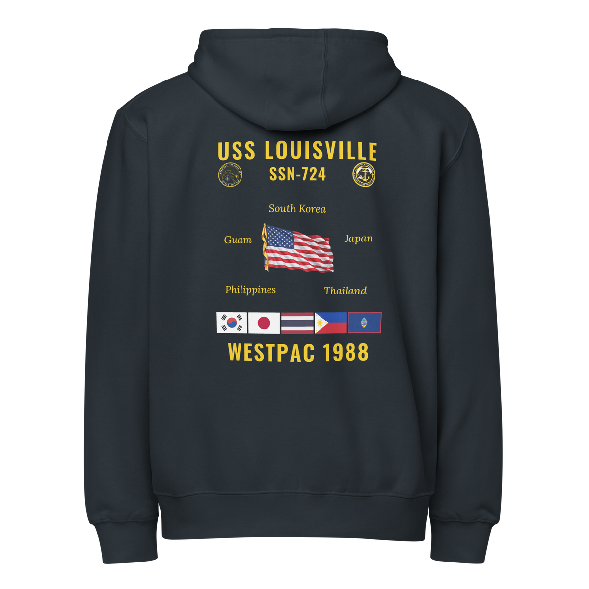 USS Louisville (SSN-724) 1988 WestPac Cruise Zip Hoodie