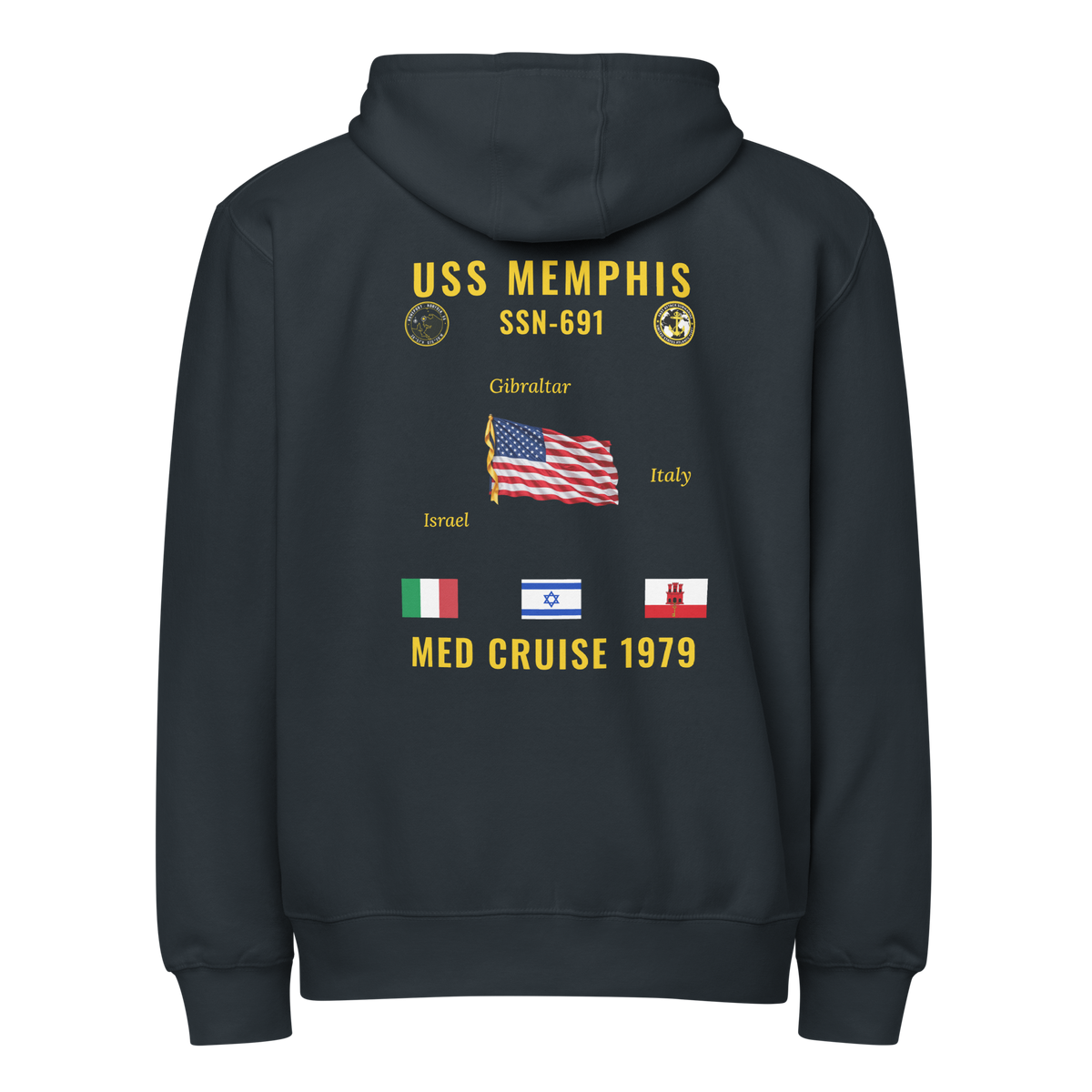 USS Memphis (SSN-691) 1979 Med Cruise Zip Hoodie
