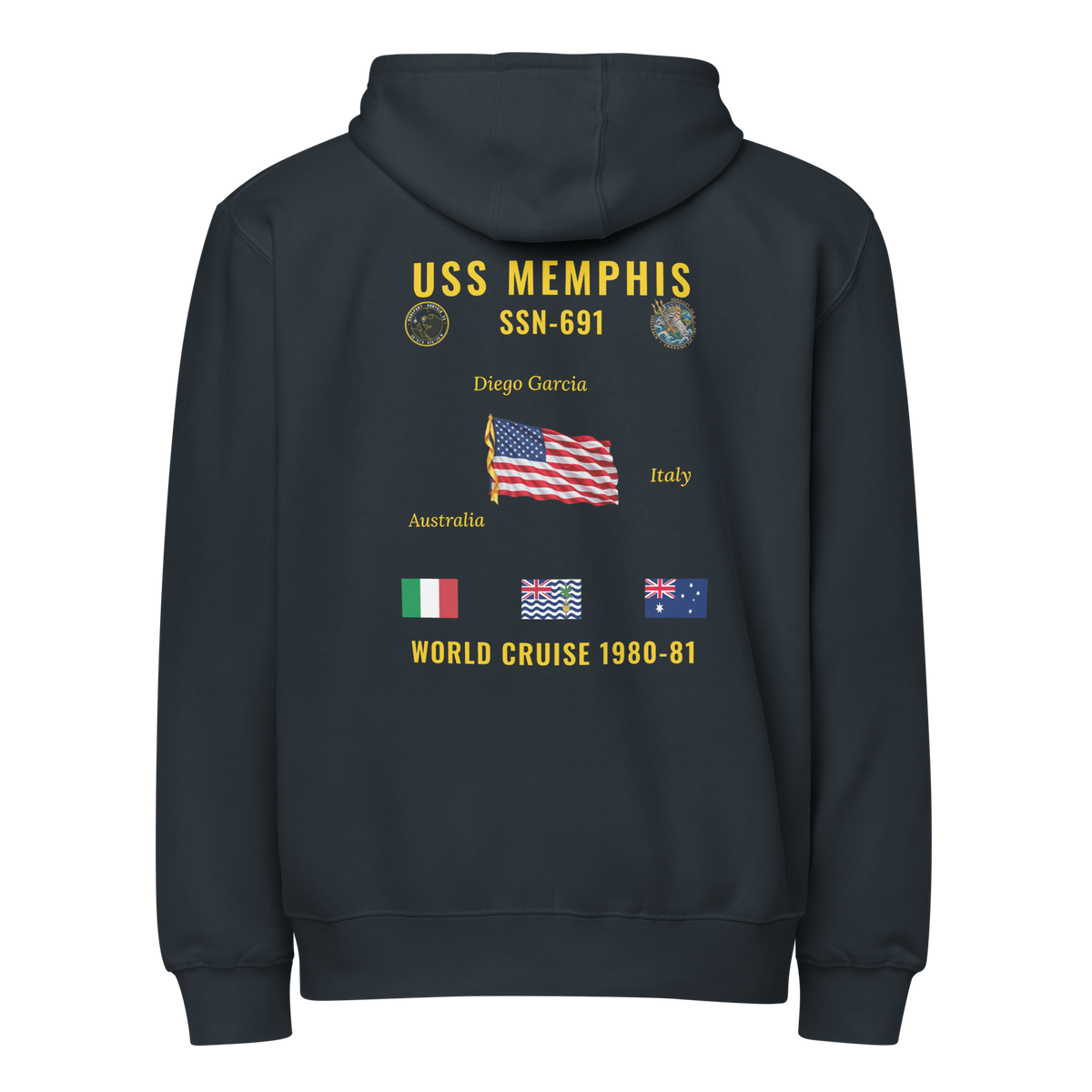 USS Memphis (SSN-691) 1980-81 World Cruise Zip Hoodie