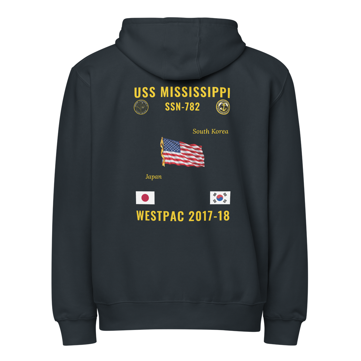 USS Mississippi (SSN-782) 2017-18 WestPac Cruise Zip Hoodie