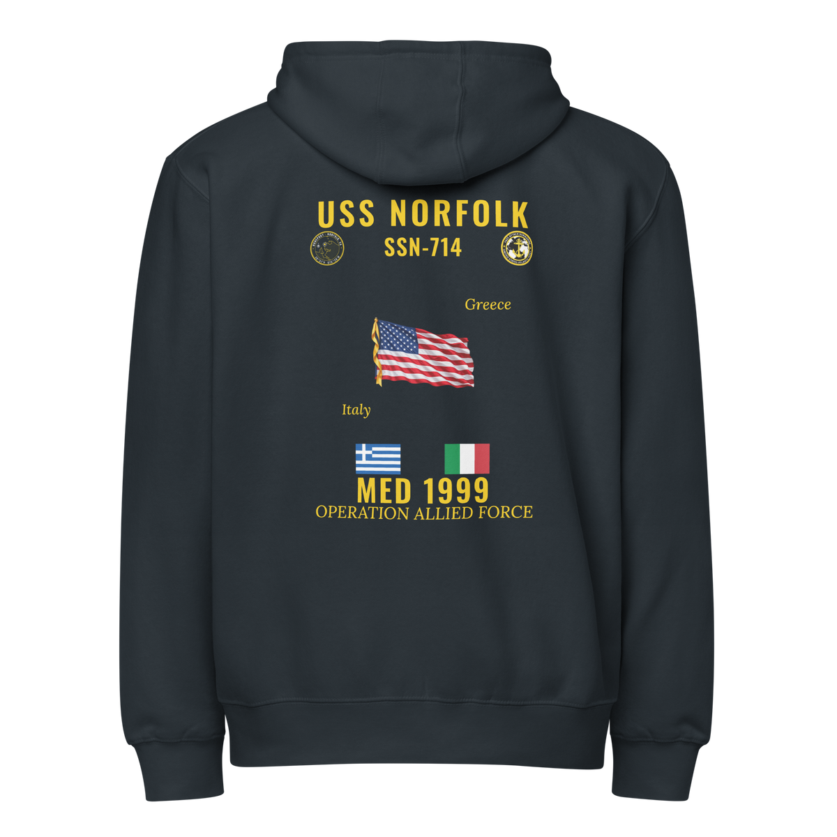 USS Norfolk (SSN-714) 1999 Med Cruise Zip Hoodie