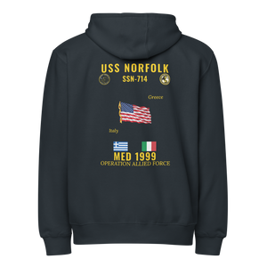 USS Norfolk (SSN-714) 1999 Med Cruise Zip Hoodie