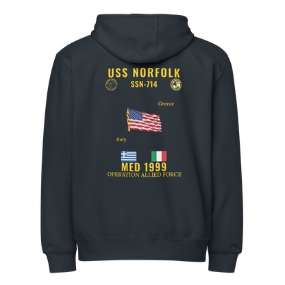 USS Norfolk (SSN-714) 1999 Med Cruise Zip Hoodie