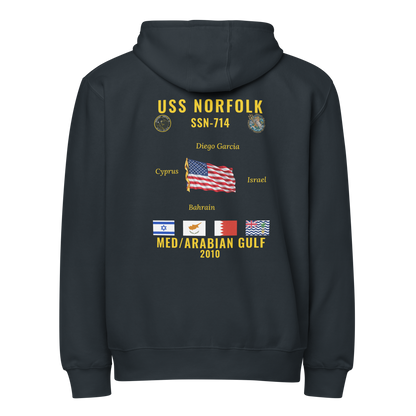 USS Norfolk (SSN-714) 2010 Med/Arabian Gulf Cruise Zip Hoodie