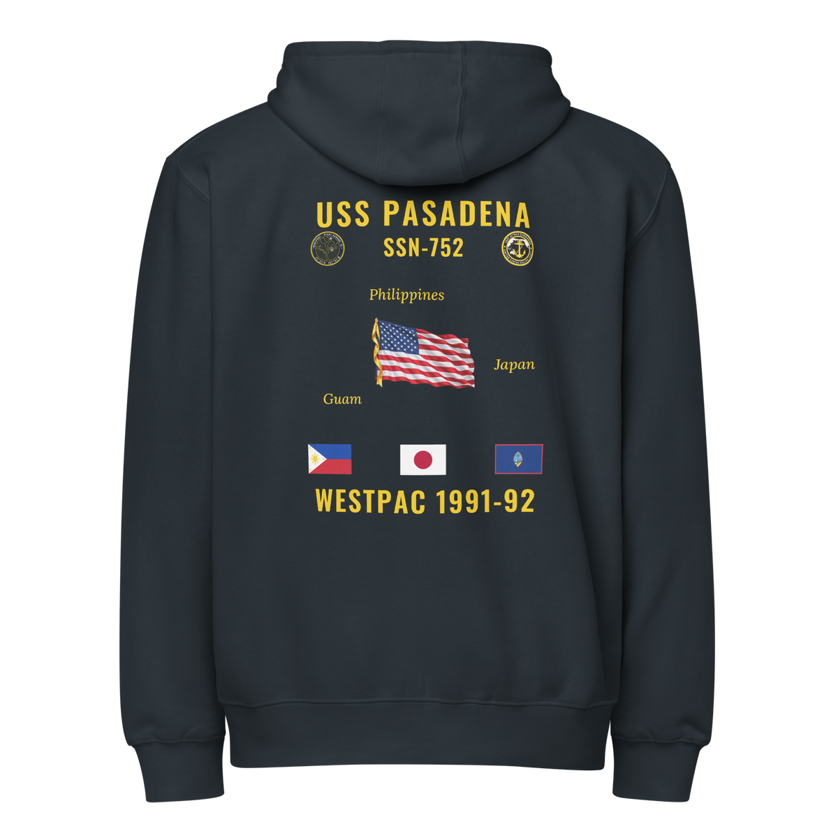 USS Pasadena (SSN-752) 1991-92 WestPac Cruise Zip Hoodie