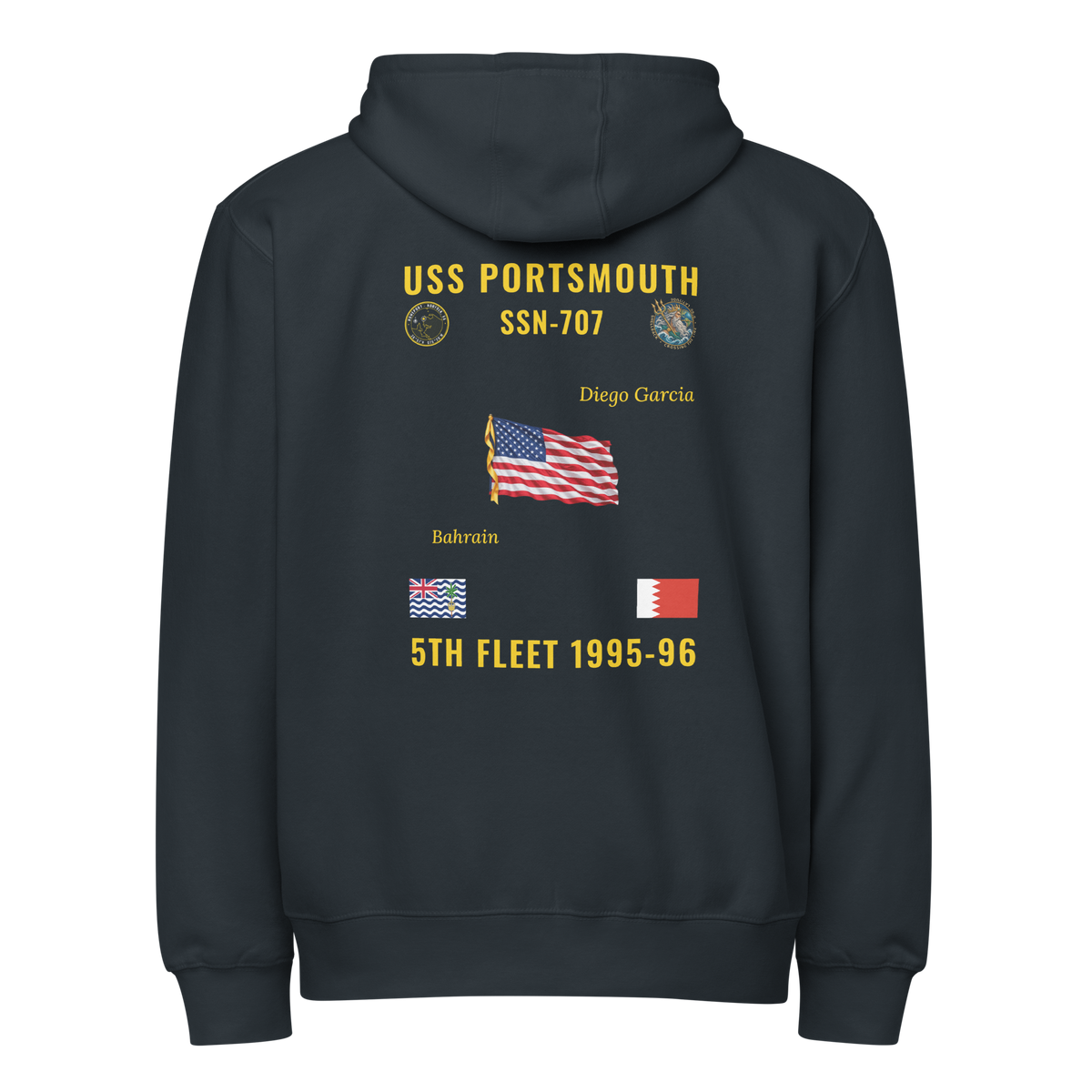 USS Portsmouth (SSN-707) 1995-96 5th Fleet Cruise Zip Hoodie