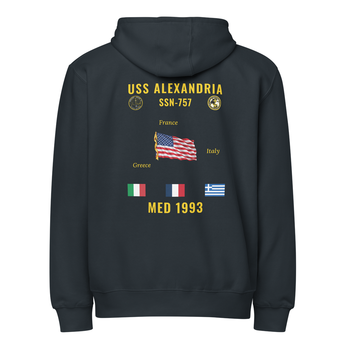 USS Alexandria (SSN-757) 1993 Med Cruise Zip Hoodie