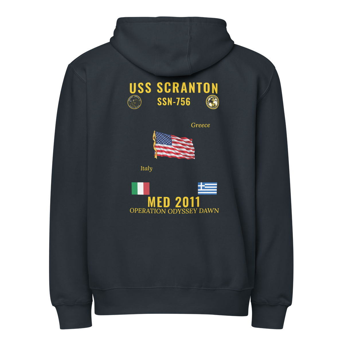 USS Scranton (SSN-756) 2011 Med Cruise Zip Hoodie