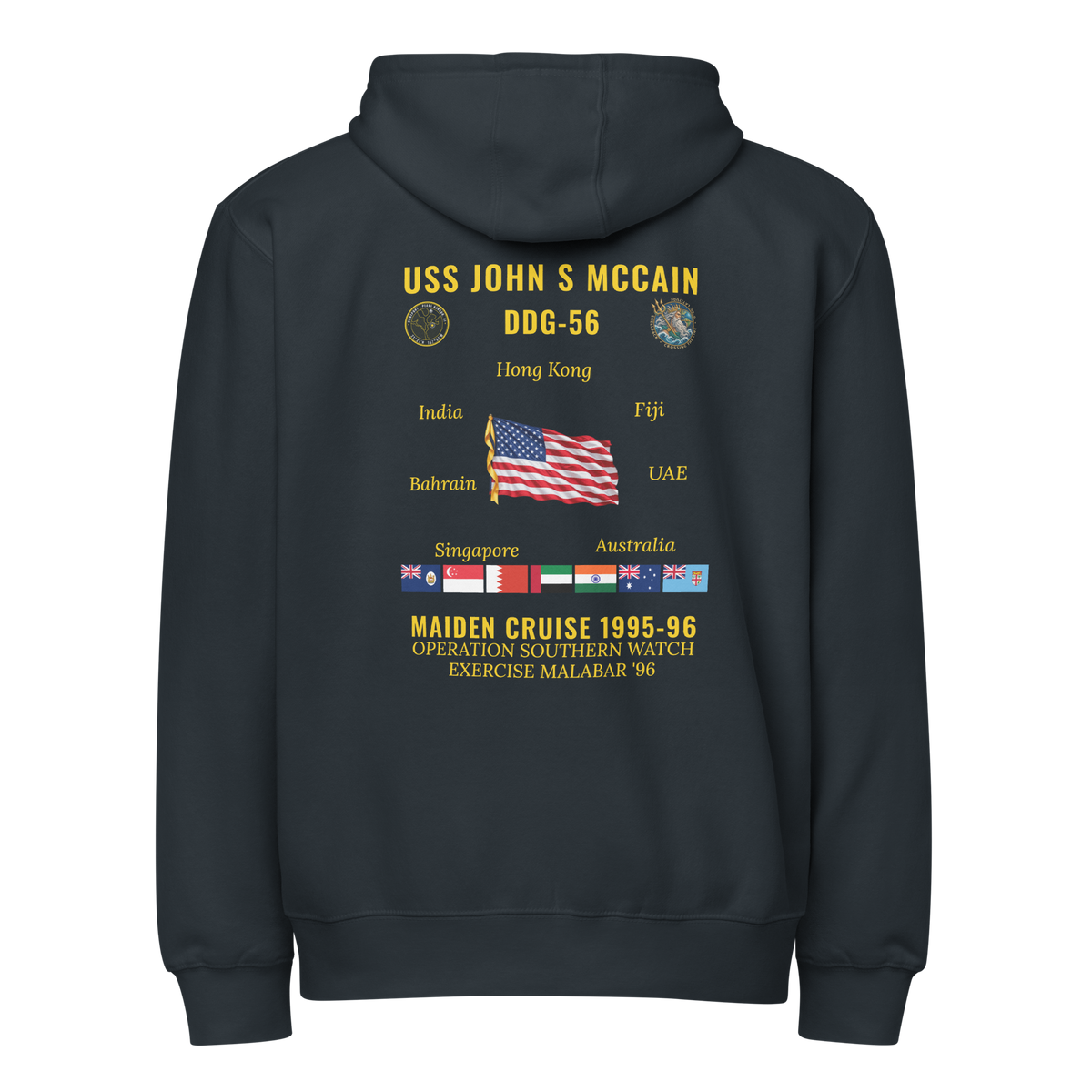 USS John S McCain (DDG-56) 1995-96 Maiden Cruise Zip Hoodie